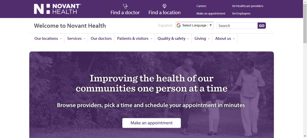 example of a good diagnostic center website design